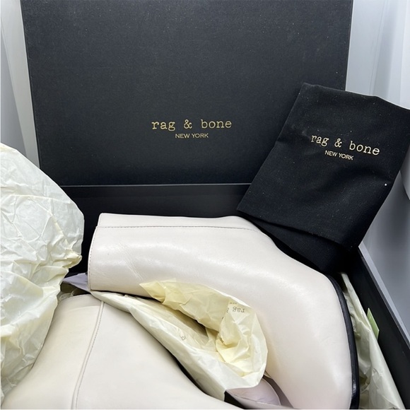 NWT rag & bone ASLEN MID BOOT Leather Ankle Bootie Antique White Size 7 - Picture 7 of 9